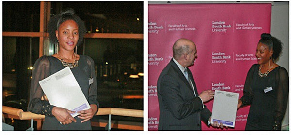 Aysha Scott and South Bank Graduate Award where she won Most Outstanding Achievement in Scriptwriting 