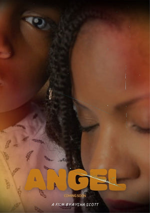 Film poster for Aysha Scott's new feature film Angel. A mum and son side by side. 