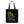Black tote bag with yellow and white text on a white background